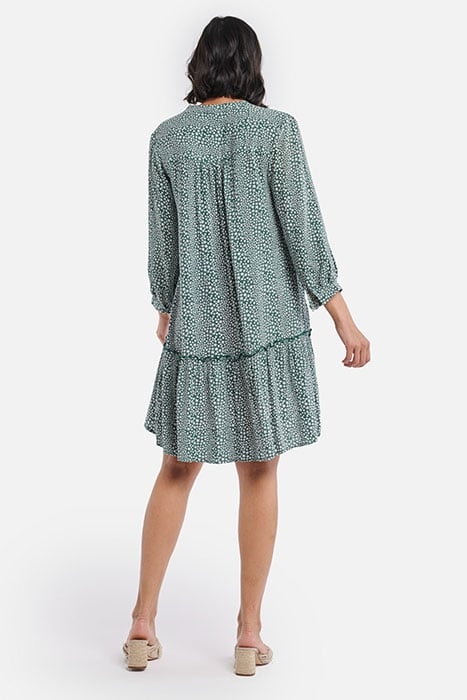 LADIES TUVALU DROP WAIST DRESS HUNTER GREEN 4