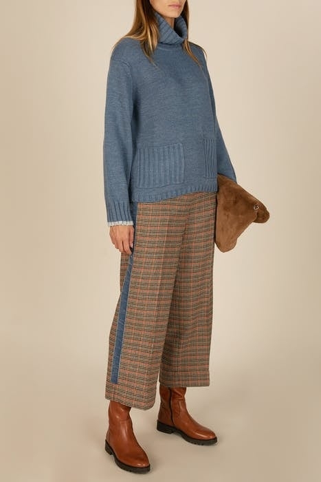 WIDE CHECKERED PANTS BLUE W90043 5