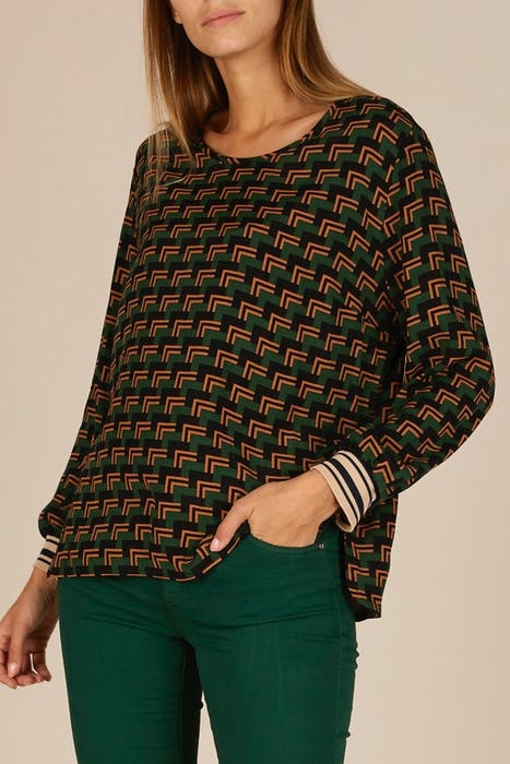 PATTERNED POPOVER SHIRT GREEN W90170 2