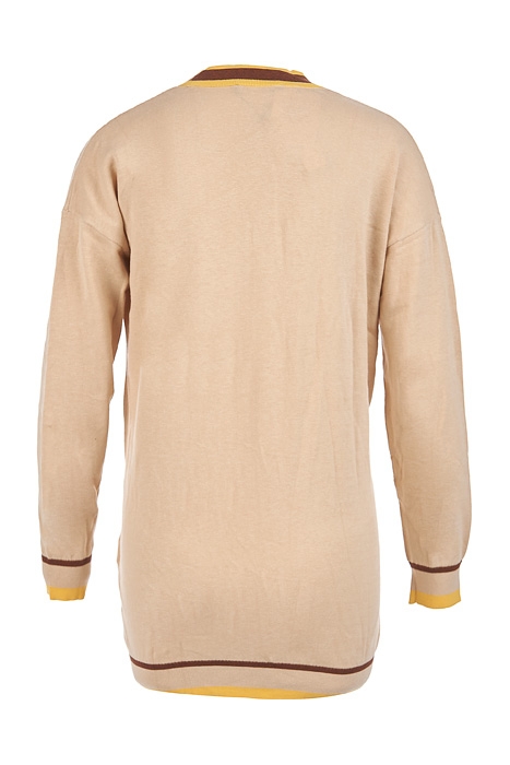 LONG CARDIGAN LS TRICOLOR STR BEIGE 3