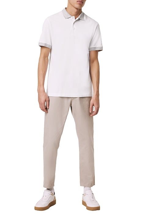 CONTRAST MELANGE PIQUE POLO SHIRT WHITE 3