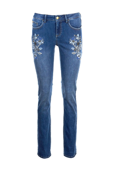 5-POCKET STRAIGHT FLOWERS BLUE 1