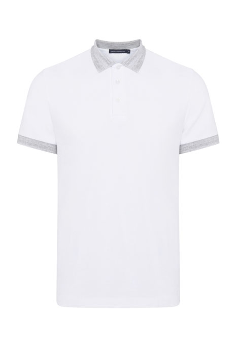 CONTRAST MELANGE PIQUE POLO SHIRT WHITE 1