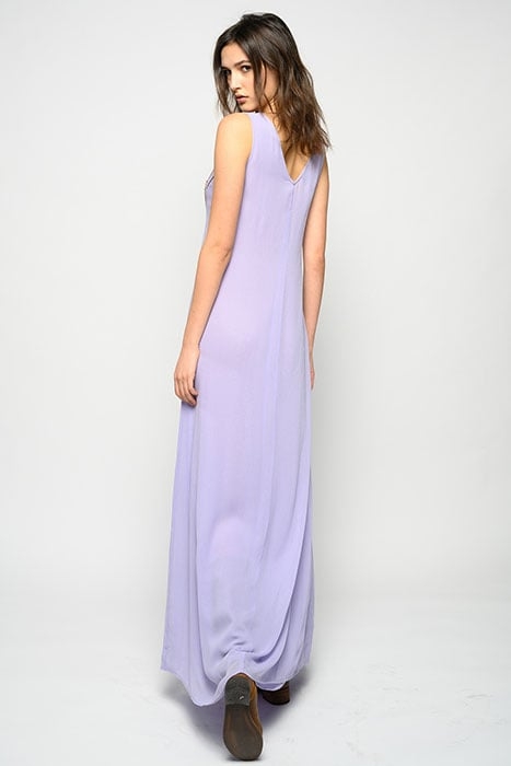 MALIARDO ABITO GEORGETTE RICAM LILAC/BURNT 2