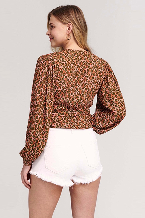 LADIES CAPRI WRAP TOP TROPICAL TIGER STRAWBERRY PINK 2