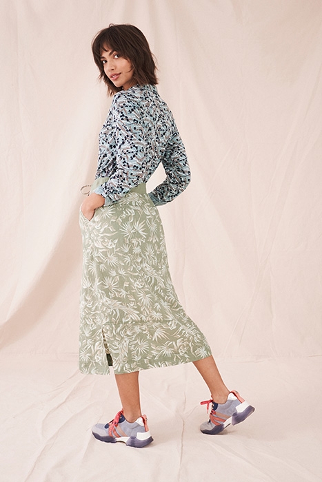 EFFIE LINEN SKIRT GREEN MLT 3
