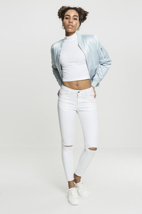 LADIES SATIN BOMBER JACKET BABYBLUE 4