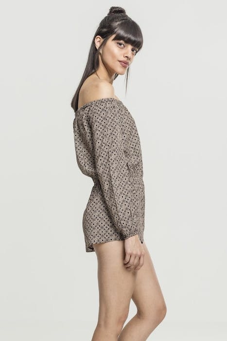 LADIES SHORT LONGSLEEVE OVERALL BLK/FLOWER 5