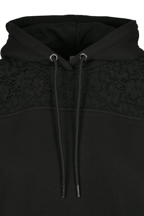 LADIES LACE INSET HOODY BLACK 8