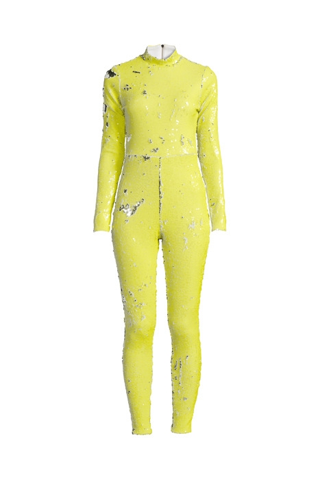 WOMEN'S SEQUIN BODYCON OVERALL NEON YELLOW 6