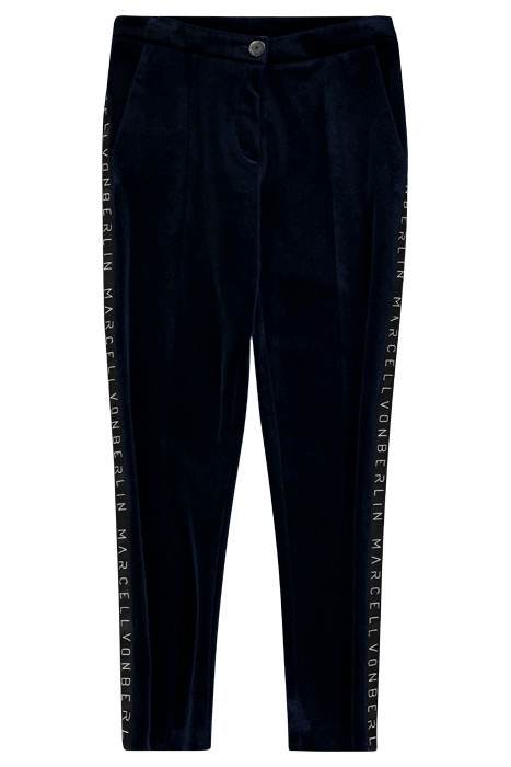 WOMEN'S LOGO VELVET JERSEY SKINNY PANTS NAVY 1