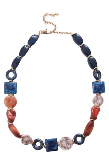 STATEMENT MARBLE BEAD NECKLACE BLUE MULTI 1