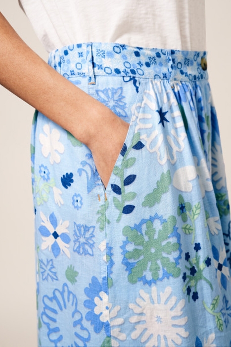 MIA LINEN MIDI SKIRT BLUE 2