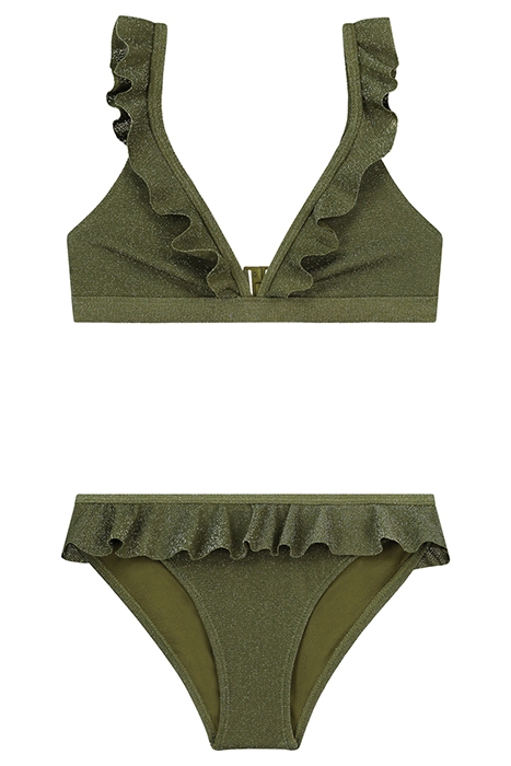 GIRLS BELLA BIKINI SET SICILY GLITTER PALMTREE GREEN 1