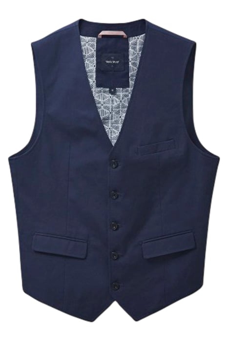 FOSS COTTON LINEN WAISTCOAT DARK NAVY 1