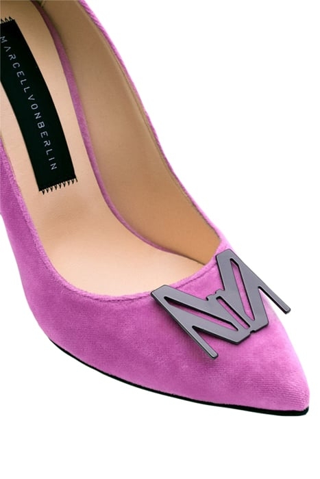 LOGO BUCKLE VELVET PUMPS PINK 5