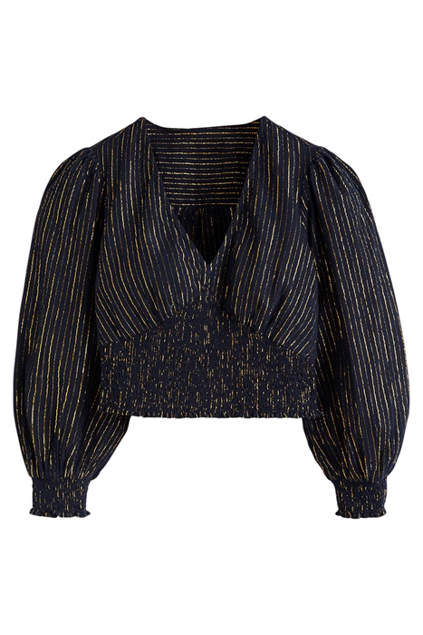 LUREX SMOCKED CROP TOP NVY 5