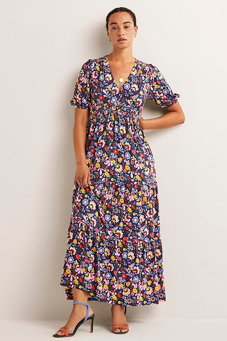 TIERED JERSEY MAXI TEA DRESS NVY 1