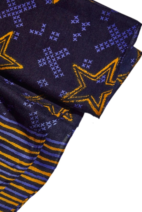 STAR STRIPE WOOL SCARF NAVY MULTI 4