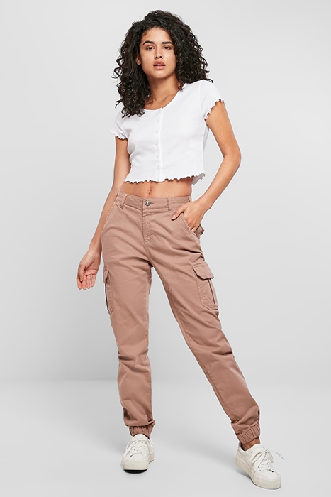 LADIES HIGH WAIST CARGO PANTS DUSKROSE 4