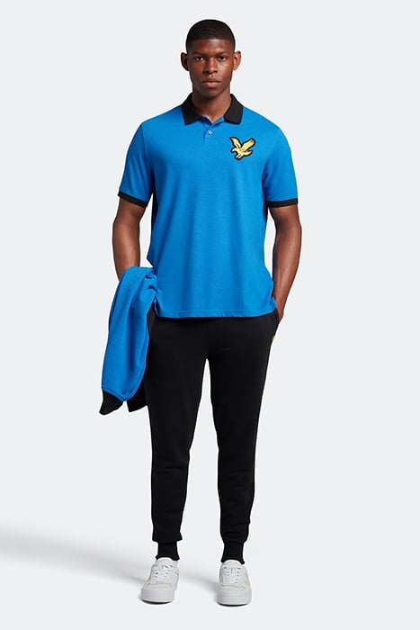 BLOCK MARL POLO SHIRT W815 BRIGHT BLUE MARL/JET BLACK 3