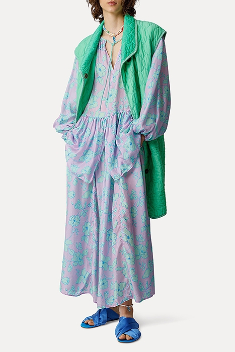 "TRUE COLORS" PRINT HABOTAI SILK DRESS MOJITO 2