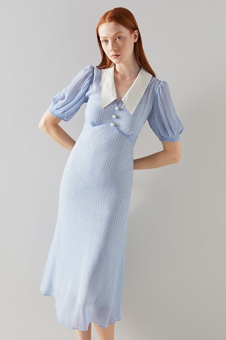BEECHAM SHIRT DRESS BLUE/CREAM 1