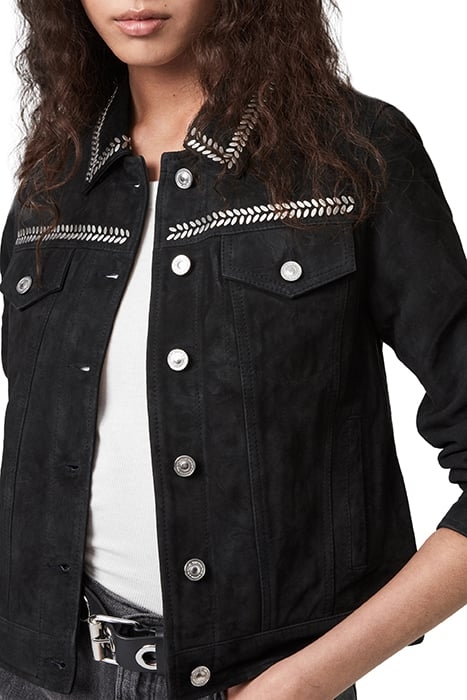 DELVY SUEDE TRUCKER WASHED BLACK 3