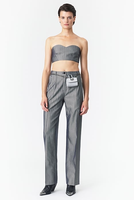 STRAPLESS BUSTIER TOP SILVER HERRINGBONE 1