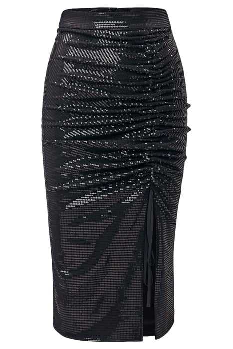 SEQUIN GATHERED SKIRT BLACK 4