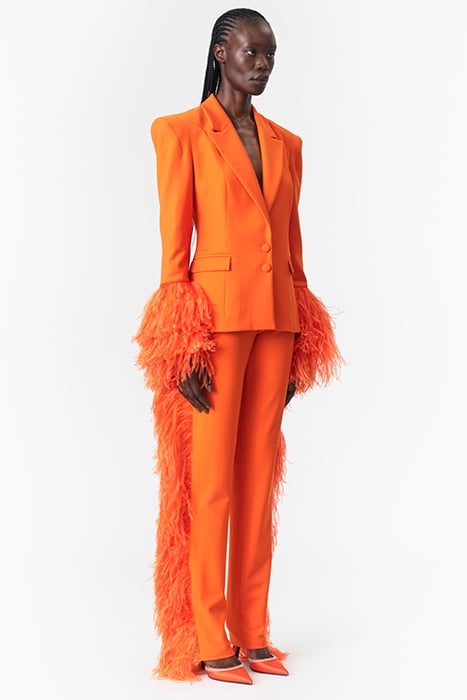 FEATHER-TRIMMED PANTS VIBRANT ORANGE 3