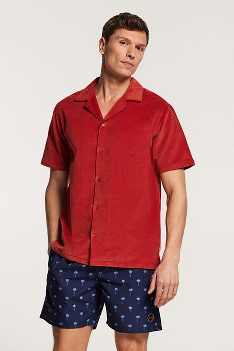 DAVE CORD SHORTSLEEVE SHIRT TANDORI SPICE BROWN 2