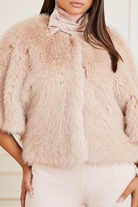 MARCIANO BY GUESS AMBER FAUX FUR PASTEL PINK WITH SIL 4
