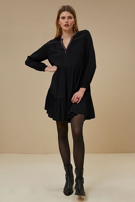 NOMI EMBROIDERY DRESS JET BLACK 1