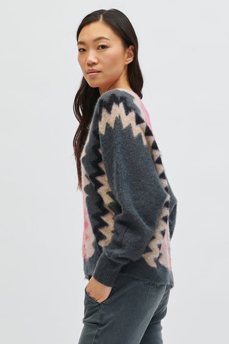 V-PULLOVER MIT 70´S-PRINT MULTI 3