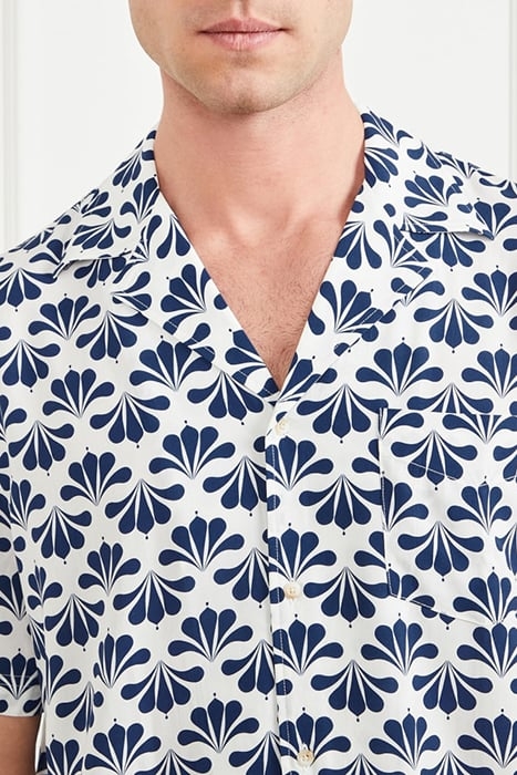 MARCIANO BY GUESS BILLY BOWLING SHIRT BLUE GEOFLOWER PRINT 4