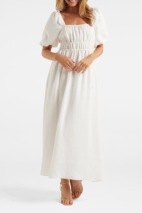 NADIA SQUARE NECK LINEN MIDI PORCELAIN 1