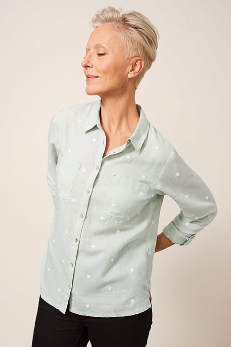 EMILIA ORGANIC COTTON SHIRT GREEN MLT 1