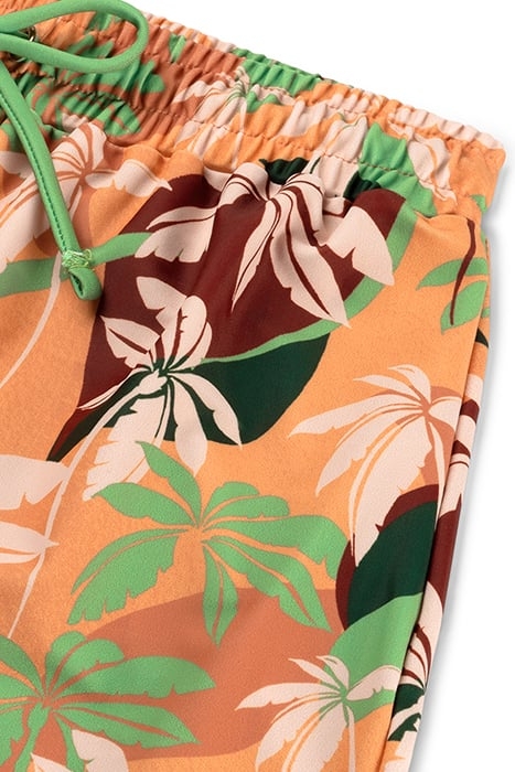 GIRLS SIL SWIM SHORTS WAVY PALMS LIGHT SANDALWOOD ORANGE 3
