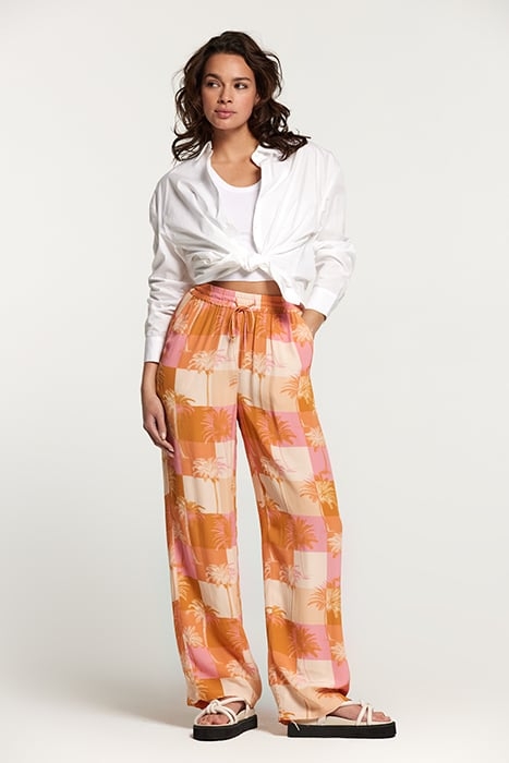 LADIES MONACO TROUSERS BLOCK PALM ICED STRAWBERRY PINK 5