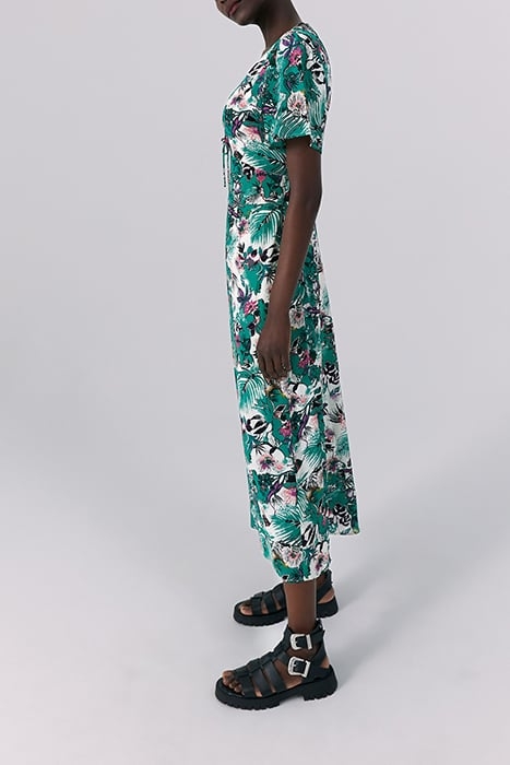 GREEN PLANT PRINT LONG DRESS 4