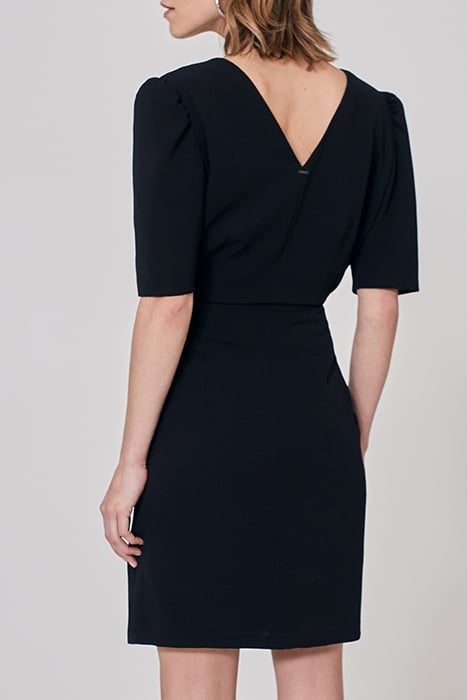 BLACK SHORT DRESS WITH V NECKLINE FRONT AND BACK 2