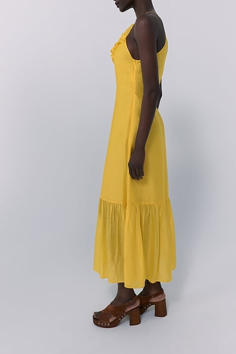 YELLOW RUFFLED STRAPPY LONG DRESS 4
