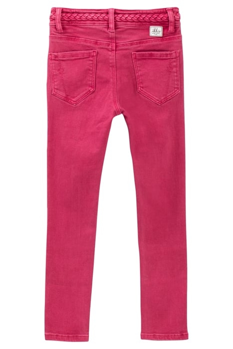 GIRLS’ FUCHSIA SKINNY JEANS WITH WOVEN BELT 2