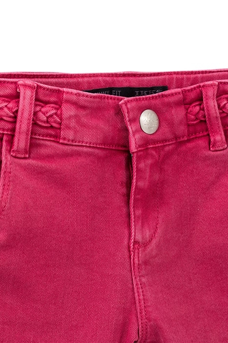 GIRLS’ FUCHSIA SKINNY JEANS WITH WOVEN BELT 4