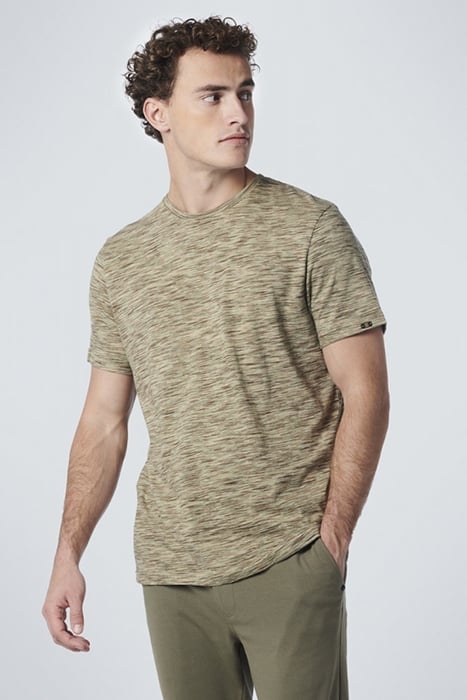 T-SHIRT CREWNECK MULTI COLOURED YARN DYED MELANGE SMOKE GREE 1