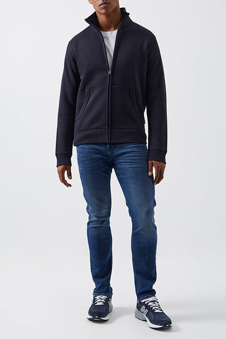 FUNNEL NECK ZIP-THROUGH SWEATER DARK NAVY/GUNMETAL 1