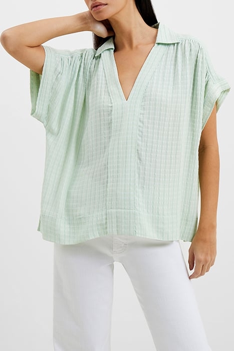 BIRCH SEERSUCKER POPOVER SHIRT AQUA FOAM 1