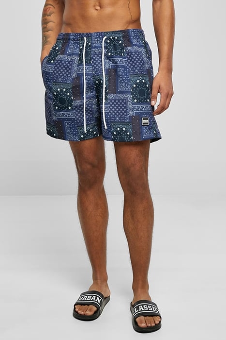 PATTERN SWIM SHORTS NAVY BANDANA AOP 1