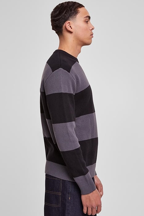 HEAVY OVERSIZED STRIPED SWEATSHIRT BLACK/DARKSHADOW 7